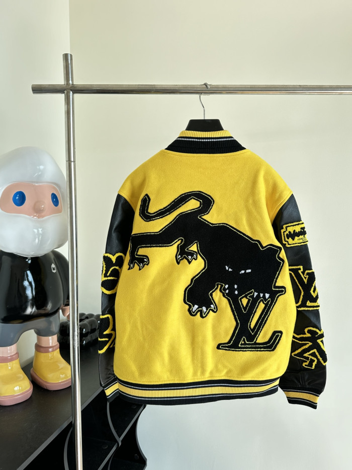 l0vis Vvtt0n black & yellow varsity jacket